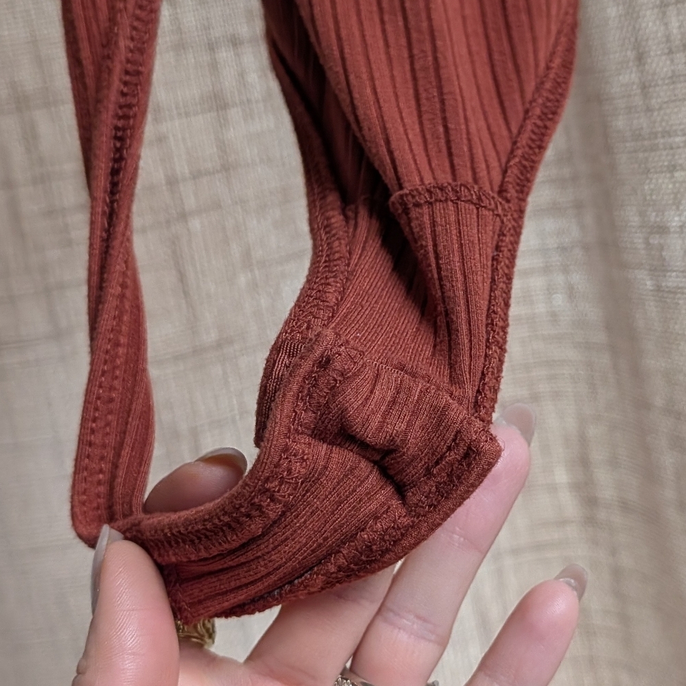 Free People Rust Ribbed Bodysuit - Picture 7 of 8